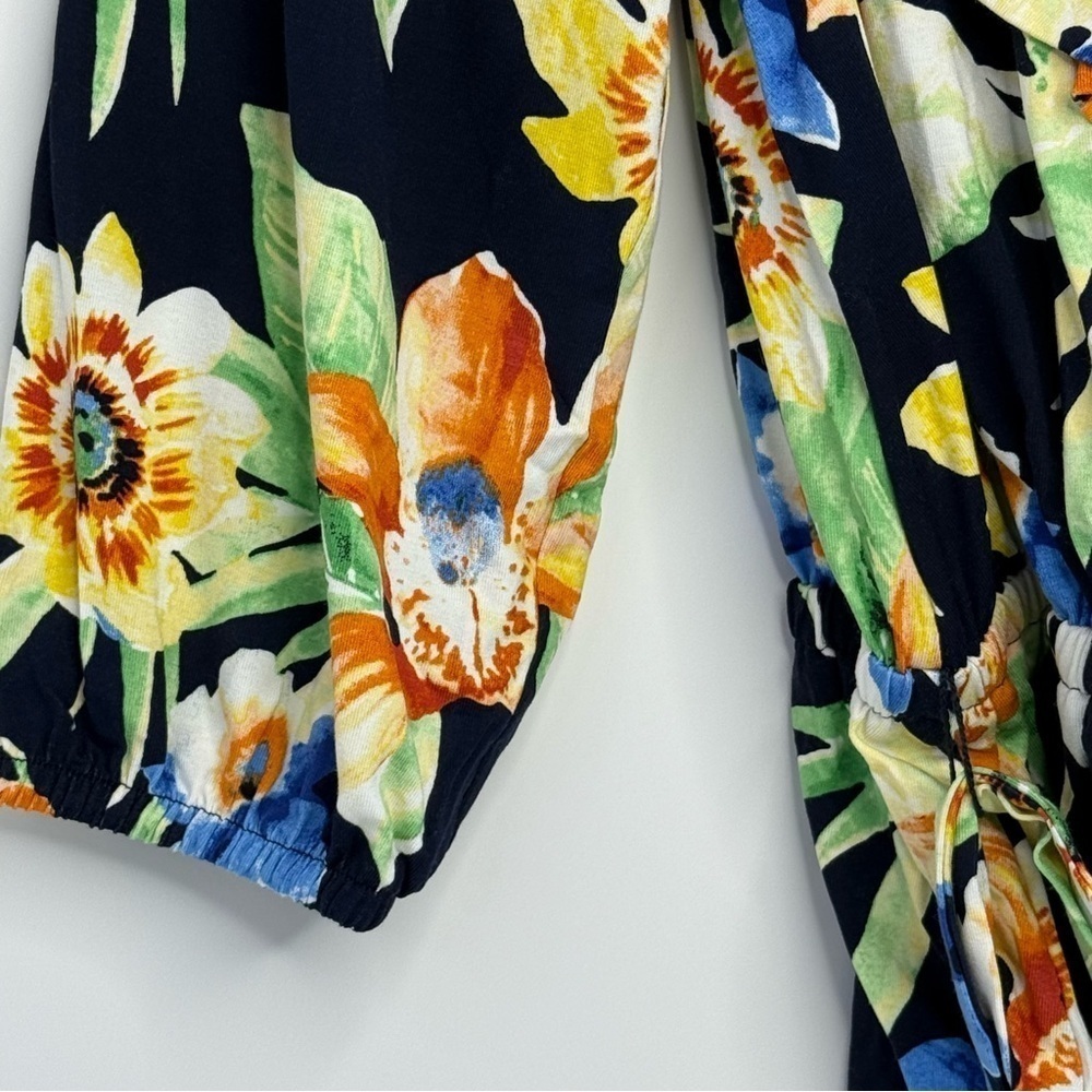Lauren Ralph Lauren Floral Ruffles Belted Peplum 3/4 Sleeve Top NWT Size M - Picture 8 of 15